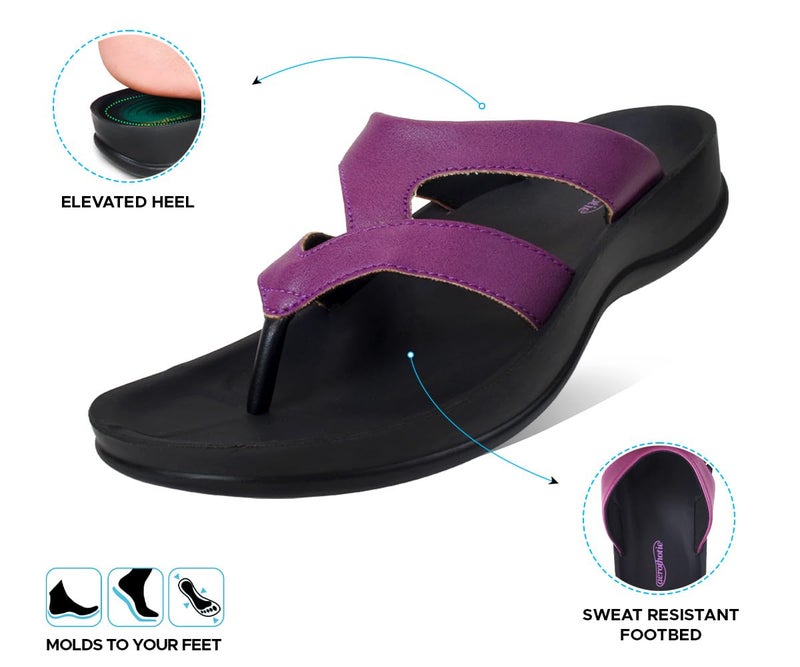 AEROTHOTIC Flip Flops for Women with Plantar Fasciitis Relief Slip On Dressy Beach Flops Comfortable Walking Orthopedic Sandals Arch Support (Raido Plum, Size 9) - Image 4