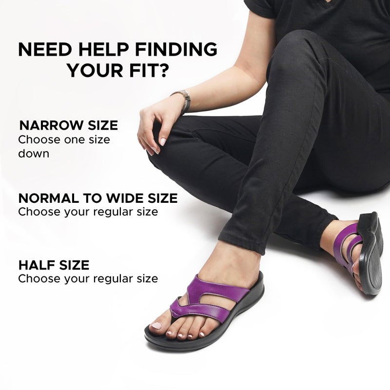 AEROTHOTIC Flip Flops for Women with Plantar Fasciitis Relief Slip On Dressy Beach Flops Comfortable Walking Orthopedic Sandals Arch Support (Raido Plum, Size 9) - Image 3