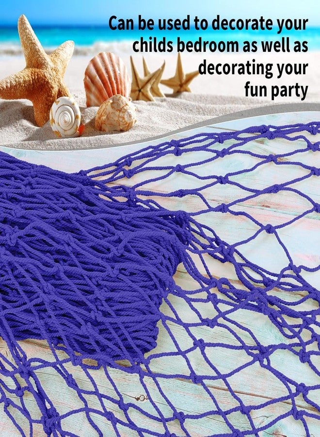 ZUEXT Decorative Fishing Net Dark Blue & Beige 80x40 Inch, 2 Pack Large Picture Fish Net, Wall Photo Hanging Fishnet for Nautical Mermaid Pirate Ocean Themed Hawaii Beach Under The Sea Party Decor - Image 5