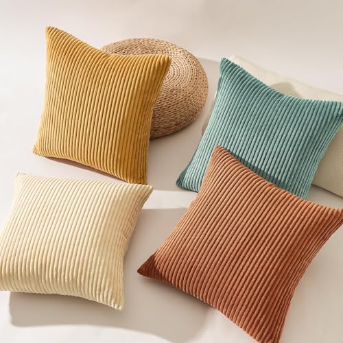Topfinel 20x20 inch 4 Pack Decorative Throw Pillow Covers,Soft Velvet Modern Double-Sided Designs, Mix and Match for Home Fall Decor, Cushion Covers Set of 4 (Orange/Teal) - Image 5