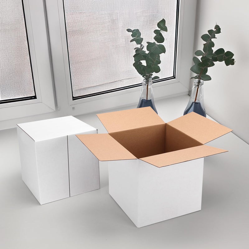 Hoikwo 8x8x8 Shipping Boxes Set of 25, White Corrugated Cardboard Box for Small Business for Packaging Mailing - Image 5
