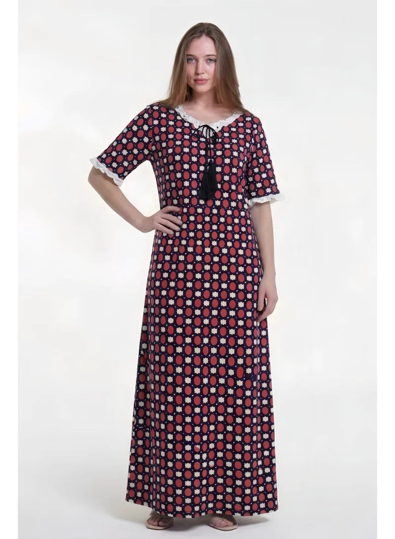 Women's Printed Cotton Maxi Dress - Home wear Sleeping Dress
