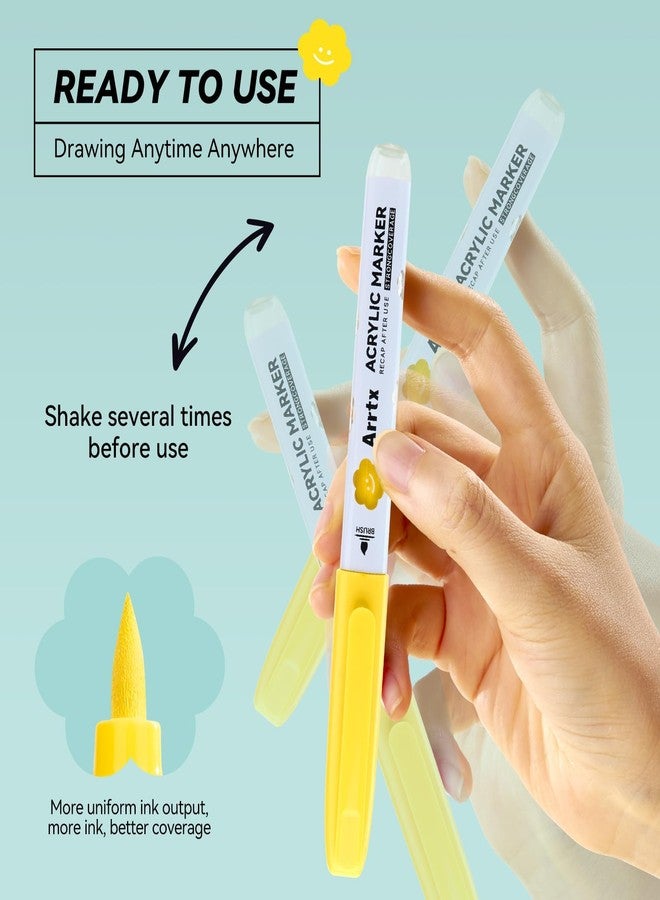 Arrtx Acrylic Markers 36 Colors,Brush Tip Acrylic Paint Markers Paint Pens Set for Rock Painting Glass Stone Wood - Image 3