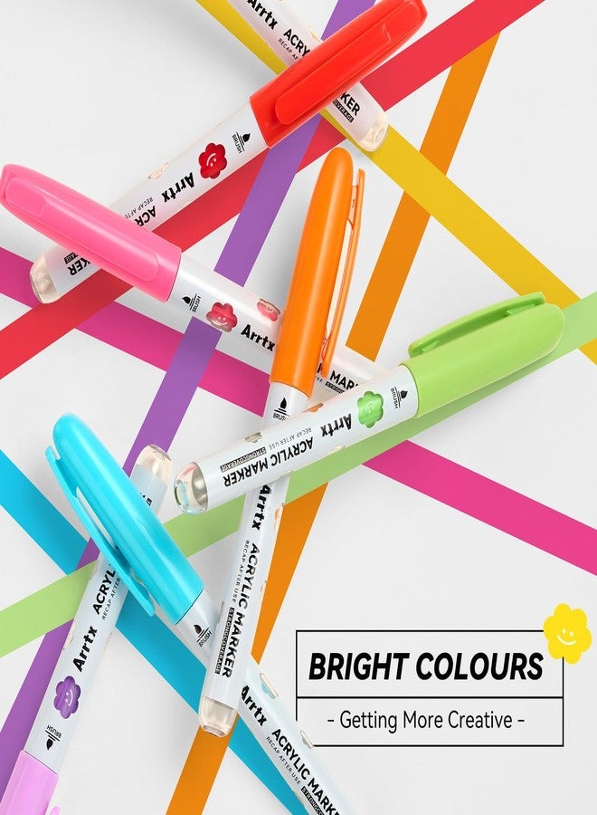 Arrtx Acrylic Markers 36 Colors,Brush Tip Acrylic Paint Markers Paint Pens Set for Rock Painting Glass Stone Wood - Image 4