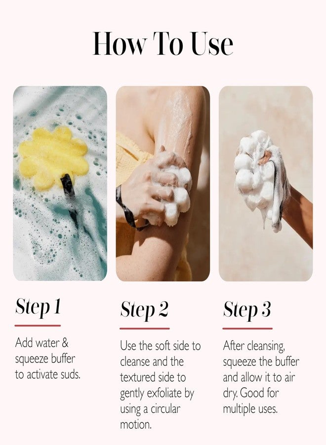 SPONGELLÉ Spongelle Freesia Pear Spongette Loofah Body Scrubber | Bath & Shower Loofah for Women | Body Scrubber Exfoliator with Body Wash Infused Sponge | 5+ uses | Fresh Freesia, Juicy Pear & Musk - Image 5