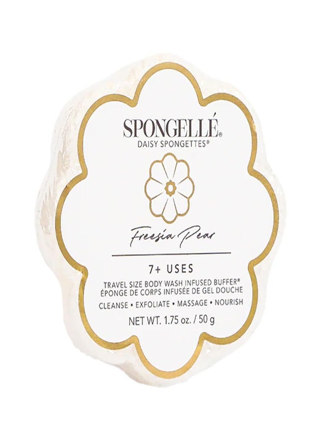 SPONGELLÉ Spongelle Freesia Pear Spongette Loofah Body Scrubber | Bath & Shower Loofah for Women | Body Scrubber Exfoliator with Body Wash Infused Sponge | 5+ uses | Fresh Freesia, Juicy Pear & Musk - Image 1