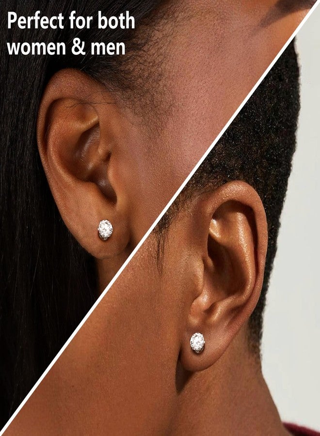 GEMQUEEN Moissanite Magnetic Earrings for Men Women : 18K White Gold Plated Hypoallergenic Stainless Steel Non Piercing Clip on Fake Earrings Studs Dainty Moissanite Earring Jewelry D Color VVS1, 5MM - Image 3