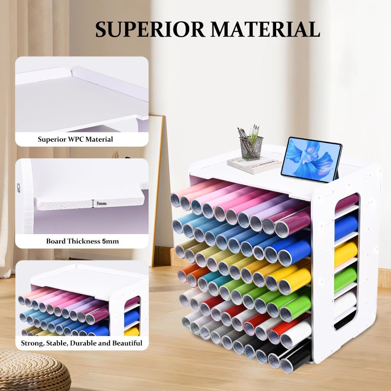 CELSOL Vinyl Roll Holder, Countertop Cabinet Vinyl Roll Storage Organizer, Holds Over 60 Vinyl Rolls, Dust-Reduced, Stable and Durable, Superior Protection, Ideal for Craft Room Organization - Image 3
