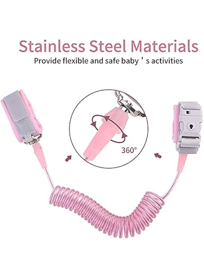 جونيس حلقة معصم مضادة للضياع، سلسلة امان للاطفال الصغار مع قفل مفاتيح، زمام معصم امان للاطفال الصغار والرضع والاطفال بطول 8.4 قدم، لون زهري (احمر)، من بوبلليم - Image 2