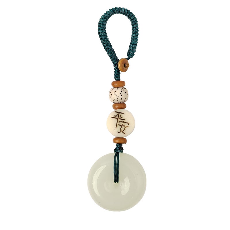 Mansiyuyee Lucky Donut Keychain for Women with Openable Knot, Handmade Jade Lucky Charms Meaning Safe and Good Luck - Image 1