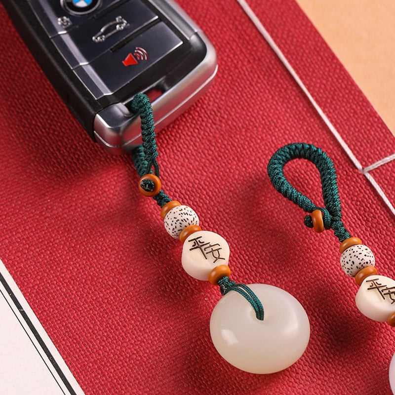 Mansiyuyee Lucky Donut Keychain for Women with Openable Knot, Handmade Jade Lucky Charms Meaning Safe and Good Luck - Image 3