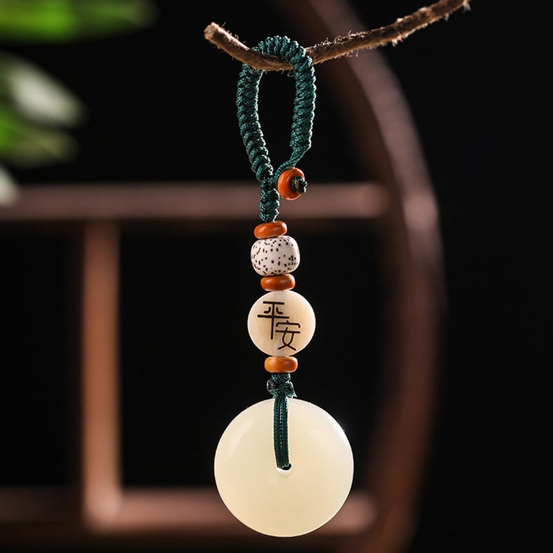 Mansiyuyee Lucky Donut Keychain for Women with Openable Knot, Handmade Jade Lucky Charms Meaning Safe and Good Luck - Image 2
