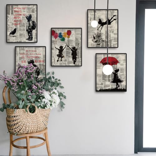 DOODLREAM 9 Pack Unframed Waterproof Banksy Canvas Wall Art Decor, Inspirational Quotes Never Give Up Not to Quit 8 x 10 Inch Canvas Wall Poster for Home Office Classroom Bedroom Living Room Decor - Image 5