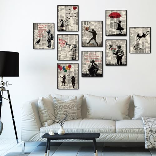 DOODLREAM 9 Pack Unframed Waterproof Banksy Canvas Wall Art Decor, Inspirational Quotes Never Give Up Not to Quit 8 x 10 Inch Canvas Wall Poster for Home Office Classroom Bedroom Living Room Decor - Image 4