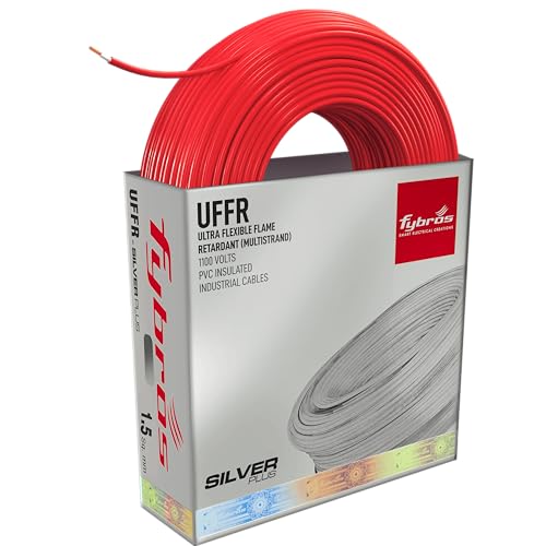 Fybros ULTRA FLEXIBLE FR PVC Insulated 1.5 Sq Mm Wire | UFFR Red Copper Wires & Cables| Cables For wiring | 1.5 Sq Mm Red wire 90 meter| Industrial Wire Cable| Electrical Wire - Image 1