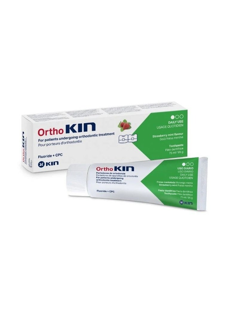KIN Ortho Kin Strawberry Mint Toothpaste 75ml – Fresh Oral Care for Orthodontic Hygiene - Image 1