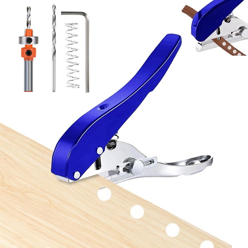Serplex ® Heavy Duty Single Hole Punch 8mm Handheld Hole Punch Tool with Drill & Drill Stop Collar, Maximum Thickness 1.2mm Punching Tool, Paper Puncher for Wooden Edge Bands, Plastic Sheets, Paper - Image 1