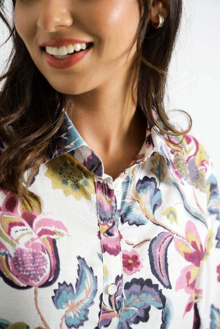 FLAVIA CREATION White Floral Co-Ord Set for Women - Image 4