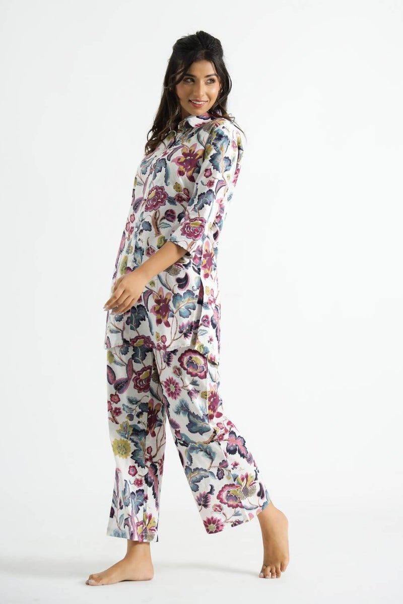 FLAVIA CREATION White Floral Co-Ord Set for Women - Image 3