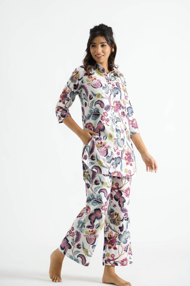 FLAVIA CREATION White Floral Co-Ord Set for Women - Image 5