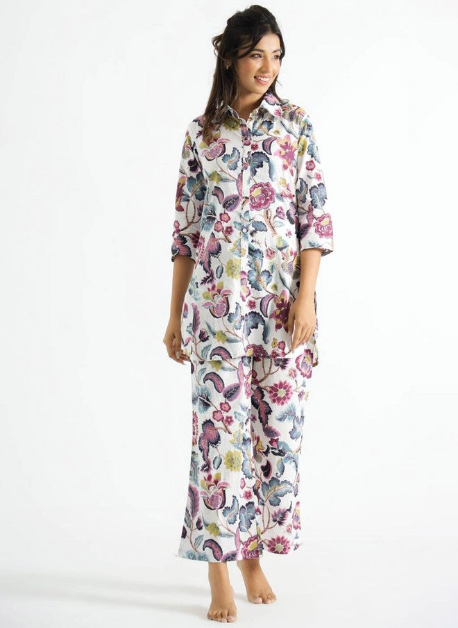 Label Flavia طقم زهور أبيض للنساء - Image 1