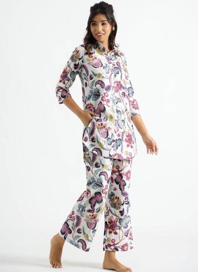Label Flavia طقم زهور أبيض للنساء - Image 3