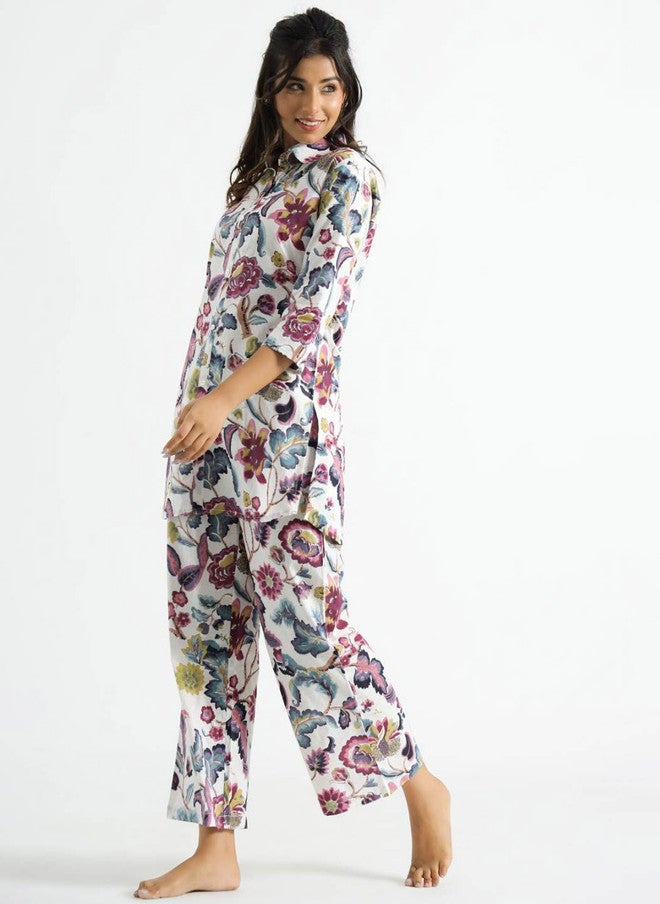Label Flavia طقم زهور أبيض للنساء - Image 4