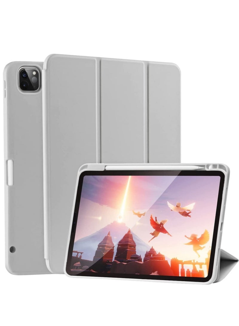 ELTRAZONE Case for iPad Pro 11 Inch 2021(3rd Gen)/2020(2nd Gen) with Pencil Holder [Support iPad 2nd Pencil Charging/Pair] Slim Trifold Stand, Smart Protective Case Cover (Grey) - Image 1