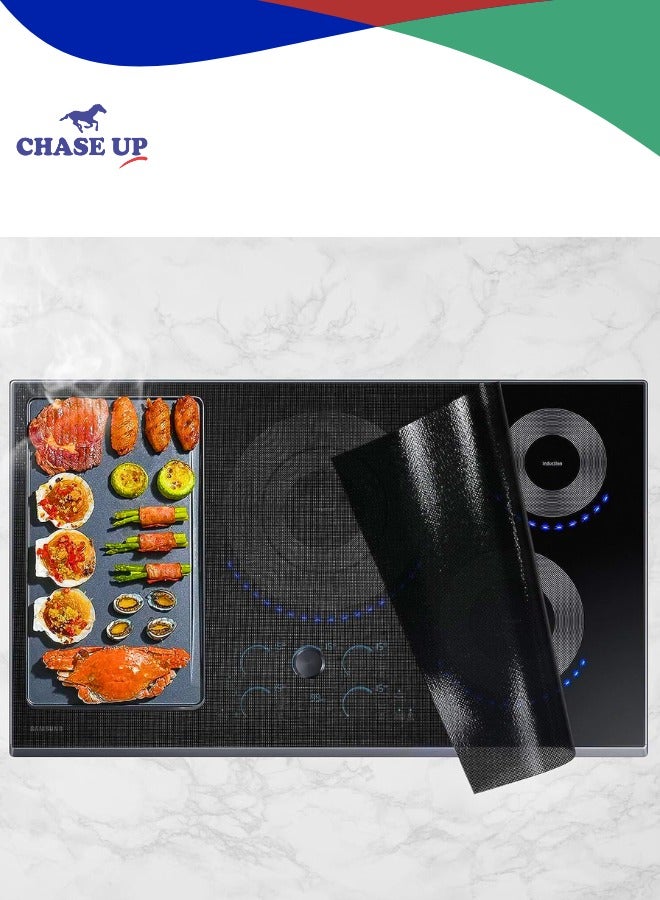 تشيس اب غطاء حماية لموقد الحث، غطاء مغناطيسي من السيليكون، واقي زجاجي مقاوم للخدش، مقاس كبير ٢٠٫٤ × ٣٠٫٧ بوصة، تصميم شفاف (للمواقد الكهربائية) - Image 1