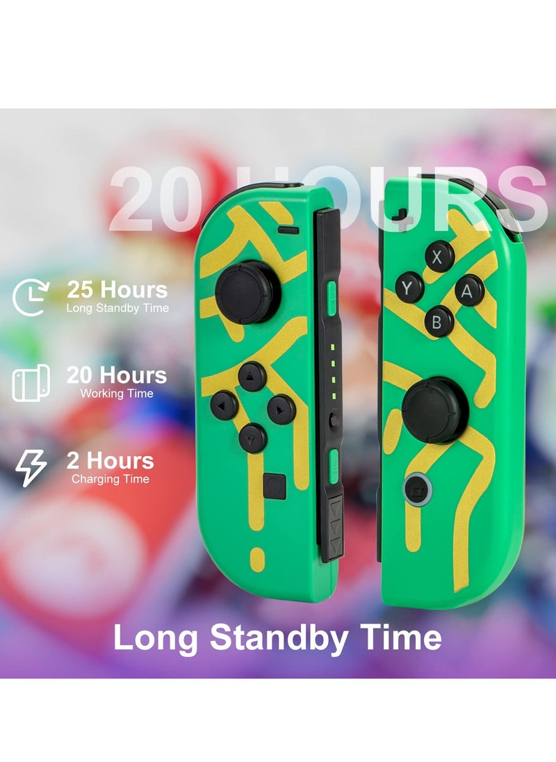 Generic - Wireless Joy-Con Controllers for Nintendo Switch, Lite, and OLED - L/R Replacement with Joystick, Wake-up, Screenshot, and Dual Vibration Features (Green) - Image 1