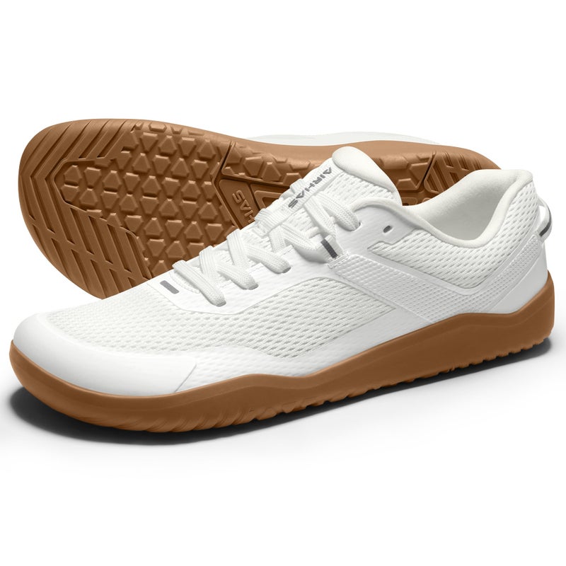 AIRHAS Mens Zero Drop Barefoot Shoes Anatomical Tox Box Trail Running Sneakers for Men Gym Workout Cross Training Shoes(White/Gum,10.5) - Image 1