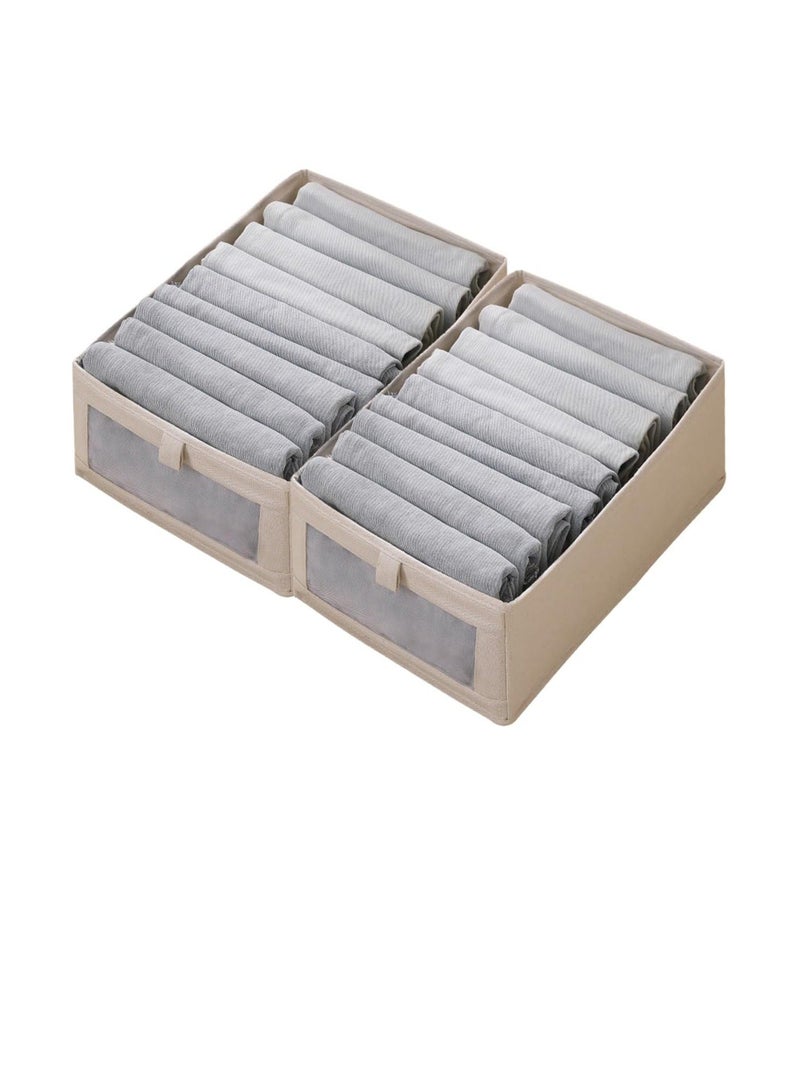 DUNISO 2 Pcs Wardrobe Clothes Organizers, Linen Storage Bins,Storage Boxes with Mesh Window and Handle,Storage Containers(45*27*17cm) - Image 2