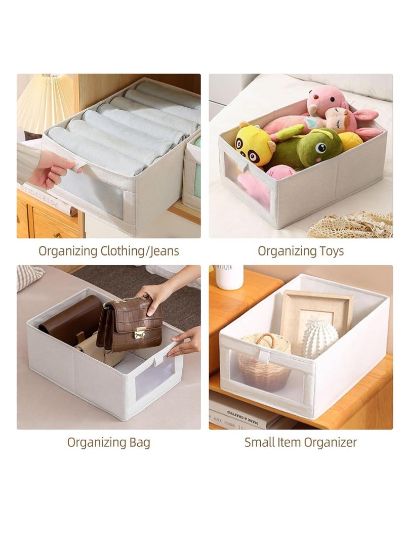 DUNISO 2 Pcs Wardrobe Clothes Organizers, Linen Storage Bins,Storage Boxes with Mesh Window and Handle,Storage Containers(45*27*17cm) - Image 5