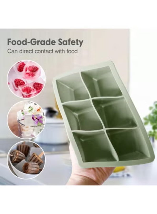 طقم قوالب مكعبات ثلج سيليكون 3 قطع من \ مع أغطية – قالب ثلج مربع سهل الإخراج وخالٍ من BPA للفريزر والعصائر والقهوة والكوكتيلات – وردي وأخضر وأزرق - Image 2