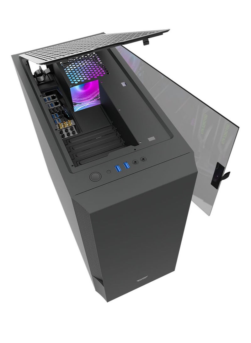 DarkFlash - Darkflash DLV22 ATX/ MATX/ ITX Gaming PC Case, Hinged Side Panel, Supports 240MM Radiator, Dust Filters Included For Easy Cleaning, Supports Vertical Mounted GPU ( No Fans Included) - Image 1