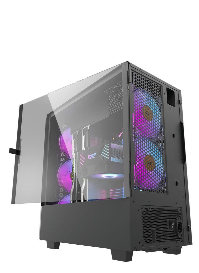DarkFlash - Darkflash DLV22 ATX/ MATX/ ITX Gaming PC Case, Hinged Side Panel, Supports 240MM Radiator, Dust Filters Included For Easy Cleaning, Supports Vertical Mounted GPU ( No Fans Included) - Image 1