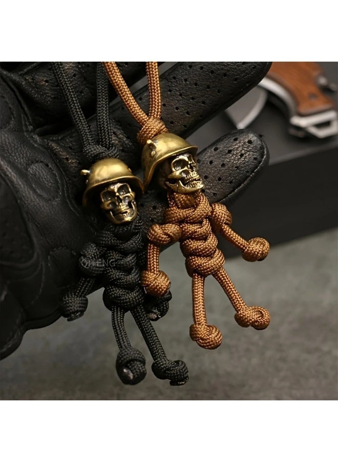1 Piece Skull Soldier Keychain, Punk Motorcycle Key Lanyard, Handmade Keychain Strap, Creative Key Ring Accessory for Men & Women - Image 4