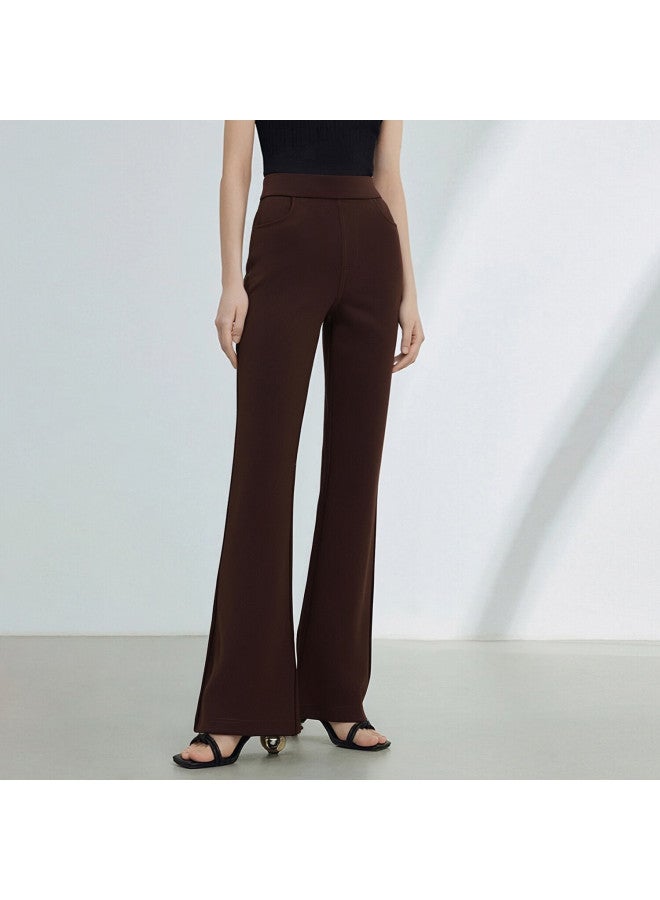 Yanyee Draped Flared Pants For Women Autumn High-end Versatile Slim Fit Trousers Coffee Color M - Image 1
