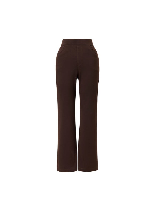 Yanyee Draped Flared Pants For Women Autumn High-end Versatile Slim Fit Trousers Coffee Color M - Image 3