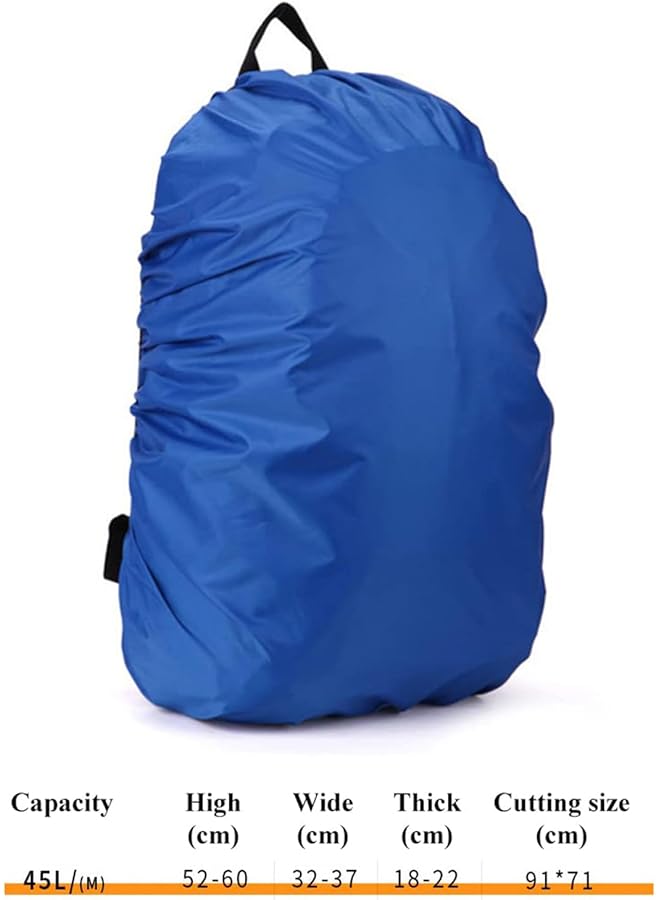 Generic Waterproof Backpack Rain Cover 45L 190T Nylon Blue And Orange 2 Pack  - Image 3