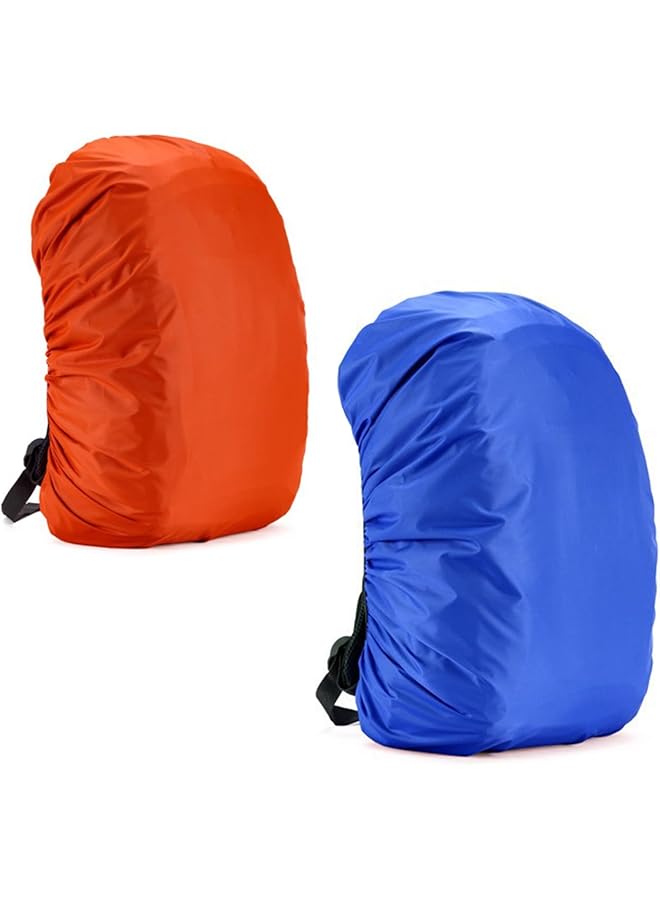 Generic Waterproof Backpack Rain Cover 45L 190T Nylon Blue And Orange 2 Pack  - Image 1
