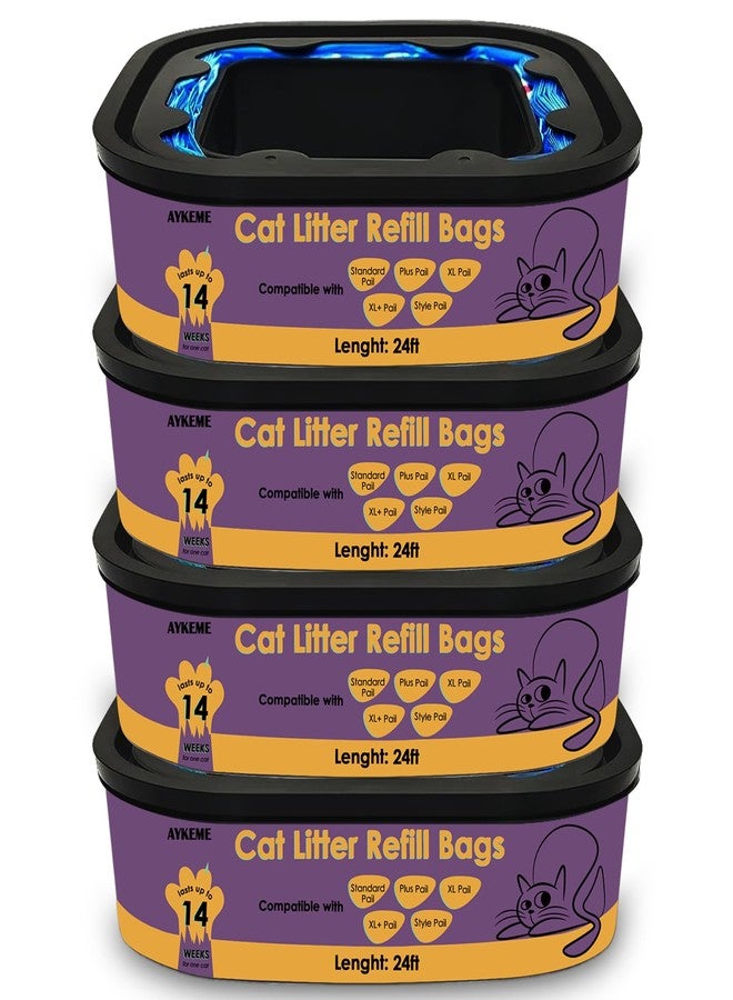 AYKEME Cat Litter Refill Bags Cartridge Compatible with Genie Litter Standard, Plus, XL and XL+ pails,Lasts Up to 14 Weeks Per Cat (4 Pack) - Image 1