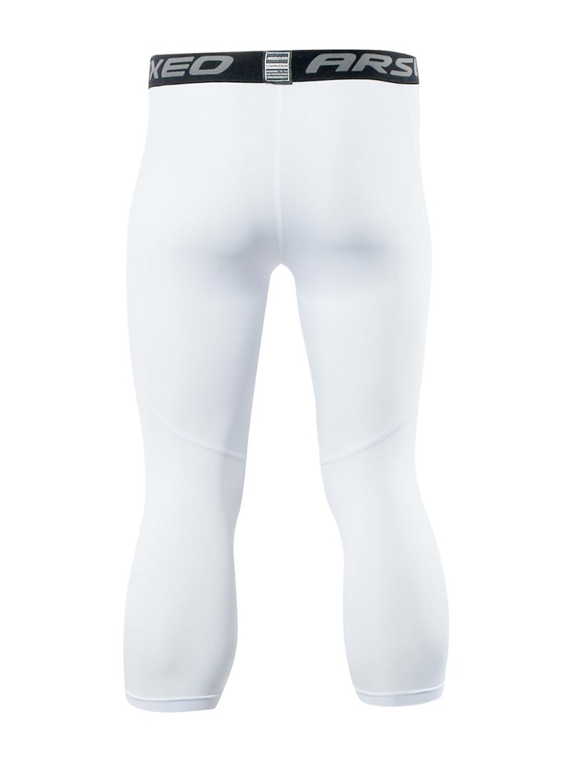 ARSUXEO Men's 3/4 Running Compression Tights Capri Pants K75 White Size Medium - Image 4