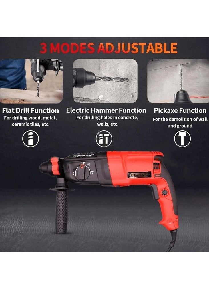Keen - KEEN 950 WATT 28mm Rotary Hammer Drill with 9 pcs accessories for Wall Steel Aluminium works 950W 220-240V 50-60Hz 1600rpm min 28 mm -  Red Color Model OS-103 - Image 1