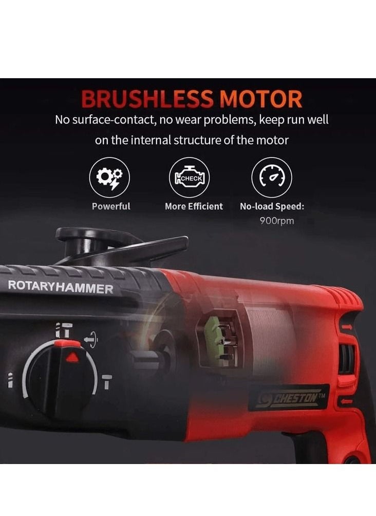 Keen - KEEN 950 WATT 28mm Rotary Hammer Drill with 9 pcs accessories for Wall Steel Aluminium works 950W 220-240V 50-60Hz 1600rpm min 28 mm -  Red Color Model OS-103 - Image 1