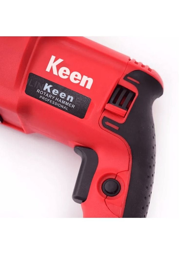 Keen - KEEN 950 WATT 28mm Rotary Hammer Drill with 9 pcs accessories for Wall Steel Aluminium works 950W 220-240V 50-60Hz 1600rpm min 28 mm -  Red Color Model OS-103 - Image 1