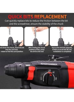 Keen KEEN 950 WATT 28mm Rotary Hammer Drill with 9 pcs accessories for Wall Steel Aluminium works 950W 220-240V 50-60Hz 1600rpm min 28 mm -  Red Color Model OS-103  - Image 5