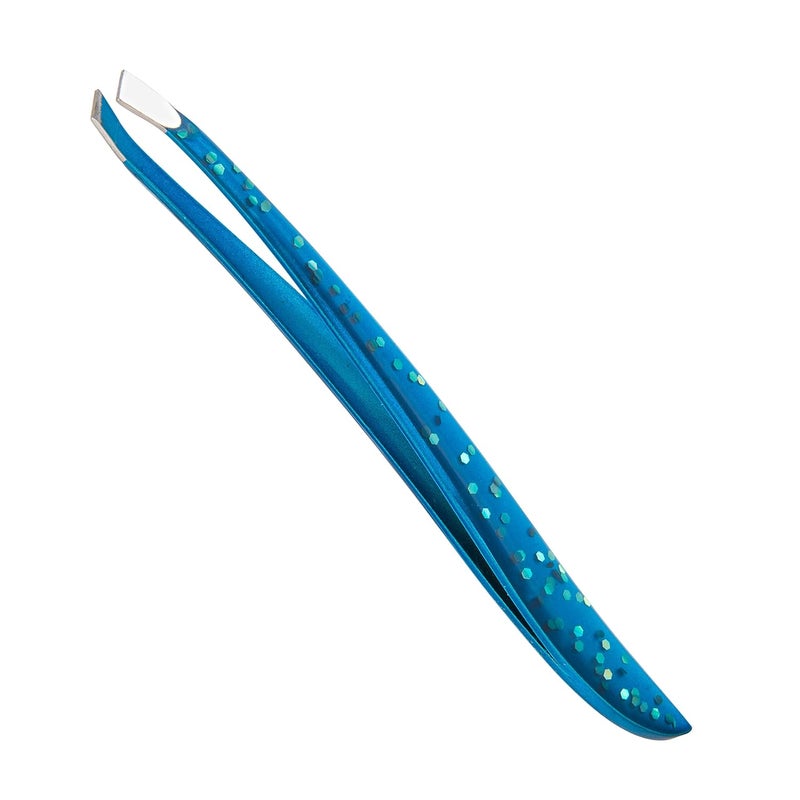 TRIM Azure Collection Slant Tip Tweezer  PrecisionGround Tips Grasp Even The Finest Hairs  Angled to Align with The Brows Natural Arch  Calibrated Tension for More Control  Stainless Steel