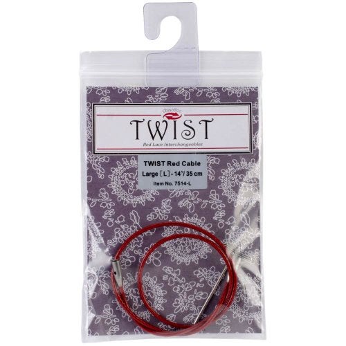 ChiaoGoo Cable 8 inch (20cm) with Key for Twist Red Lace Interchangeable Large Knitting Needle Set 7508-L - Image 1