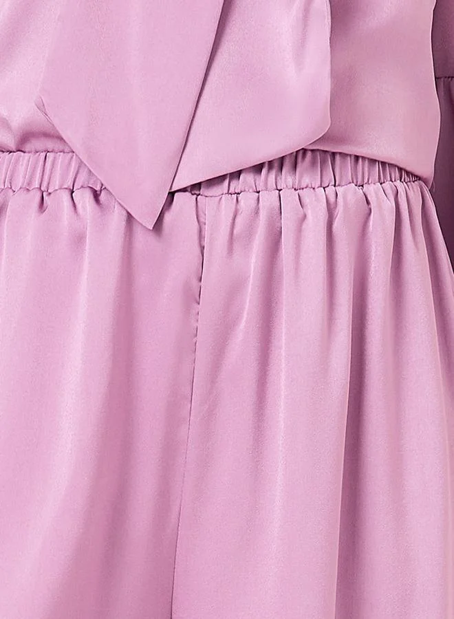 Styli Satin Flowy Wide Leg Trouser